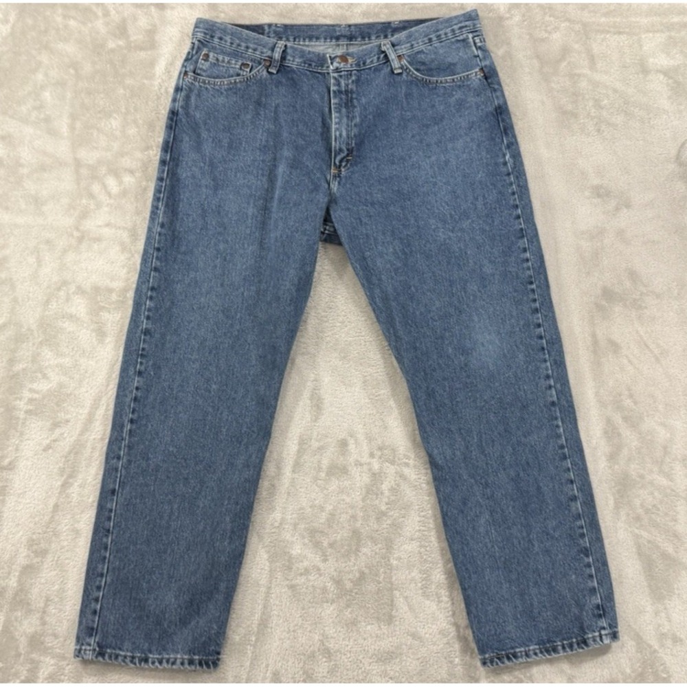 Wrangler Jeans Mens 40x30 Relaxed Straight Work Comfort High‎ Rise 5 Pocket Blue